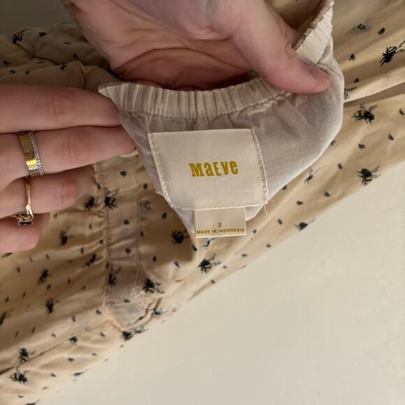 MAEVE Cream Bee Sleeveless Collared Mini Dress Size 2 - Picture 6 of 7